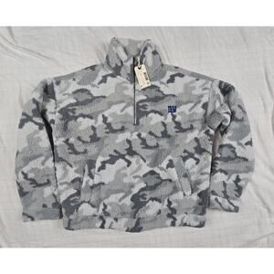 AE Tailgate Womens NFL New York Giants Gray Camo Sherpa 1/4 Zip Sweatshirt S NWT